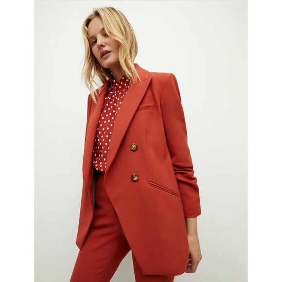 Veronica Beard Hirsh Double-Breasted Dickey Jacket Size 0 Blazer Brick Red - Picture 1 of 4